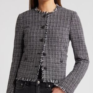 Rag & Bone Carmen‎ Fringe Tweed Jacket Size 14 Black/White Nwt in packaging